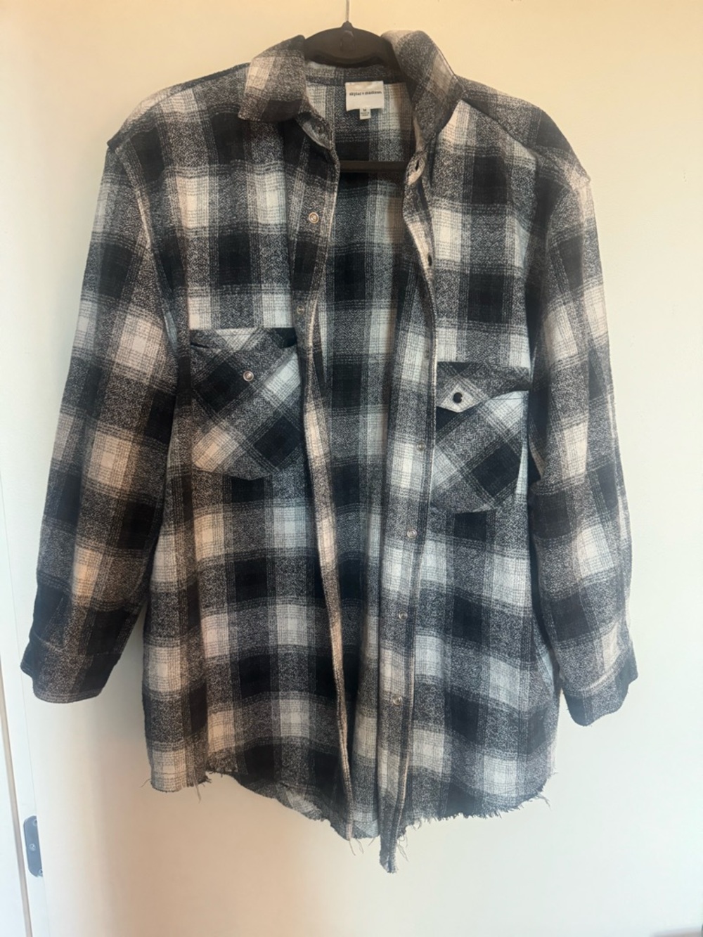 Oversized Skylar + Madison Black & White Plaid Shacket Jacket Size M